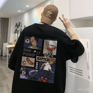 🔥臺灣嚴選🔥圓領T恤美式重磅夏季T恤男新款ins潮流百搭高街複古寬鬆短袖上衣服體恤衫印花T恤 穿搭 短袖上衣 ZA1E
