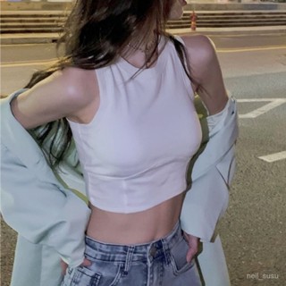 [限時特賣]背心女 小可愛背心 弔帶背心 美背夏季新款運動弔帶背心女帶胸墊抹胸內衣修身顯瘦打底外穿短款上衣