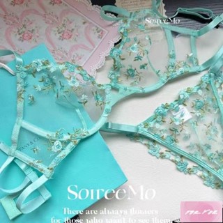 YES服飾 ins韓系 情趣內衣 性感內衣 日系 小森林* 清新甜美碎花刺繡法式蕾絲純欲風性感內衣紗裙套裝