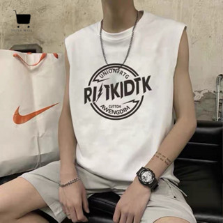 美式背心 夏季2023新款簡約小眾字母印花無袖打底背心男ins百搭潮流上衣T恤