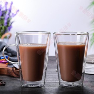 新竹出貨♕玻璃咖啡杯 雙層玻璃牛奶杯 玻璃水杯 隔熱玻璃咖啡杯 早餐杯 果汁杯 ins玻璃杯