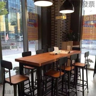 免運/含發票 熱銷 北歐實木吧臺 酒吧咖啡凳 高腳桌椅組閤 靠墻商用陽臺窄桌子 奶茶店 家用長條桌