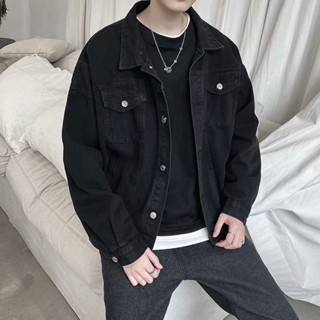 春秋 韓版 寬松 牛仔 外套 男士 復古 街頭風 休閒 工裝 夾克 學生 百搭 潮牌 大碼設計