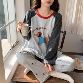🔥新品🔥秋冬款 睡衣 居家服 可外穿 大尺碼 寬鬆透氣 長袖長褲 套裝 可外穿大碼 套裝睡衣女士純棉可愛少女款卡通家居服