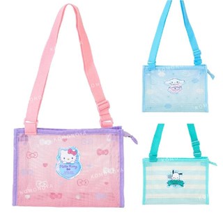 【現貨】小禮堂 Sanrio 三麗鷗 兒童透明網狀方形斜揹包 (炎夏企劃) Kitty 大耳狗 帕恰狗