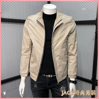 JACK-外套 男裝夾剋 大尺碼男裝 韓版外套 休閒外套 外套男 潮牌純色立領男士外套秋季新款潮流休閒冬裝修身青年夾剋衫