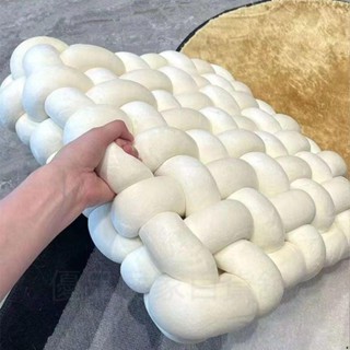 創意 編織坐墊 屁墊 沙發抱枕 靠枕 靠墊 椅子坐墊 腰枕 椅墊 坐墊 手工編織 編織 抱枕 網紅編織時尚飄窗坐墊地毯地