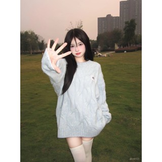 🌷臺灣出貨🌷Glove 甜美奶fufu 軟糯麻花 毛衣女 秋冬季 寬鬆慵懶風 圓領百搭 套頭針織衫女 針織毛衣 上衣女