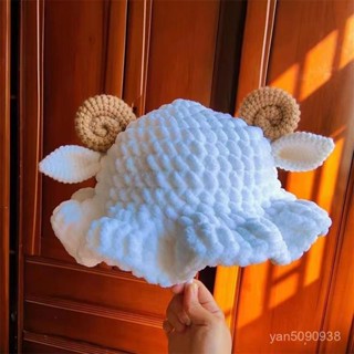 【臺灣發貨】自製小羊羔帽子編織diy材料包秋冬可愛棉帽手工鈎針毛綫