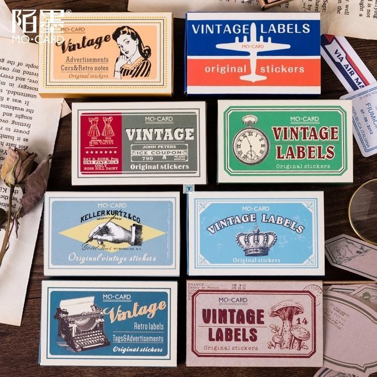 60pcs/pack Vintage Kawaii Stationery Sticker Set Cute Tag