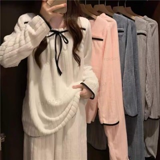 冬天睡衣 珊瑚絨睡衣 長袖睡衣 睡衣冬天 大尺碼睡衣 方領 家居服 純欲風 法蘭絨睡衣 韓版睡衣 公主風 家居服