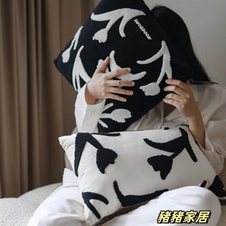 品質保障#精美刺繡抱枕 月球居民 白日夢與花 ins風黑白 百搭刺繡 抱枕套Wenna