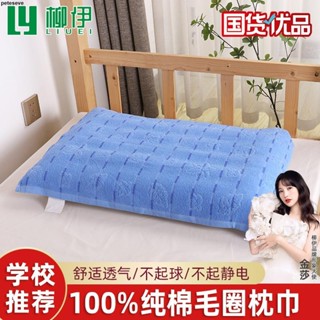 🔥 熱銷 枕頭巾 臺灣出貨 學校宿舍專用枕巾純棉100藍色毛圈男士一對裝學生單人一隻枕頭巾
