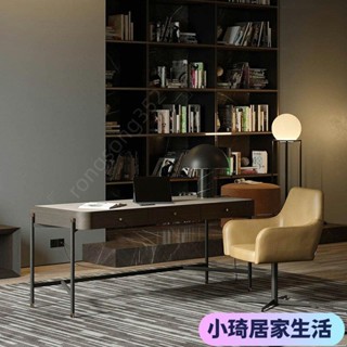【免運】意式極簡書桌輕奢馬鞍皮辦公桌簡約現代傢用電腦桌北歐書房寫字臺XQJX