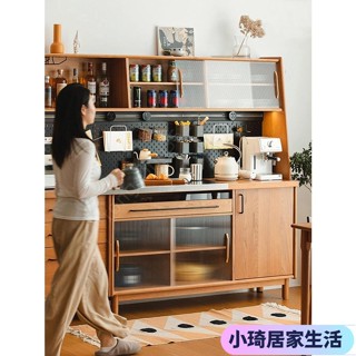 【熱銷】櫻桃木良倉餐邊櫃北歐實木置物櫃酒櫃廚房飯廳櫃子靠墻傢用儲物櫃XQJX