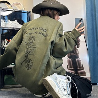 【臺灣發貨】早秋穿搭 長袖上衣 美式複古大學t 麂皮絨 寬鬆t恤 情侶衣 衛衣 圓領t恤 oversize大學t 慵懶風