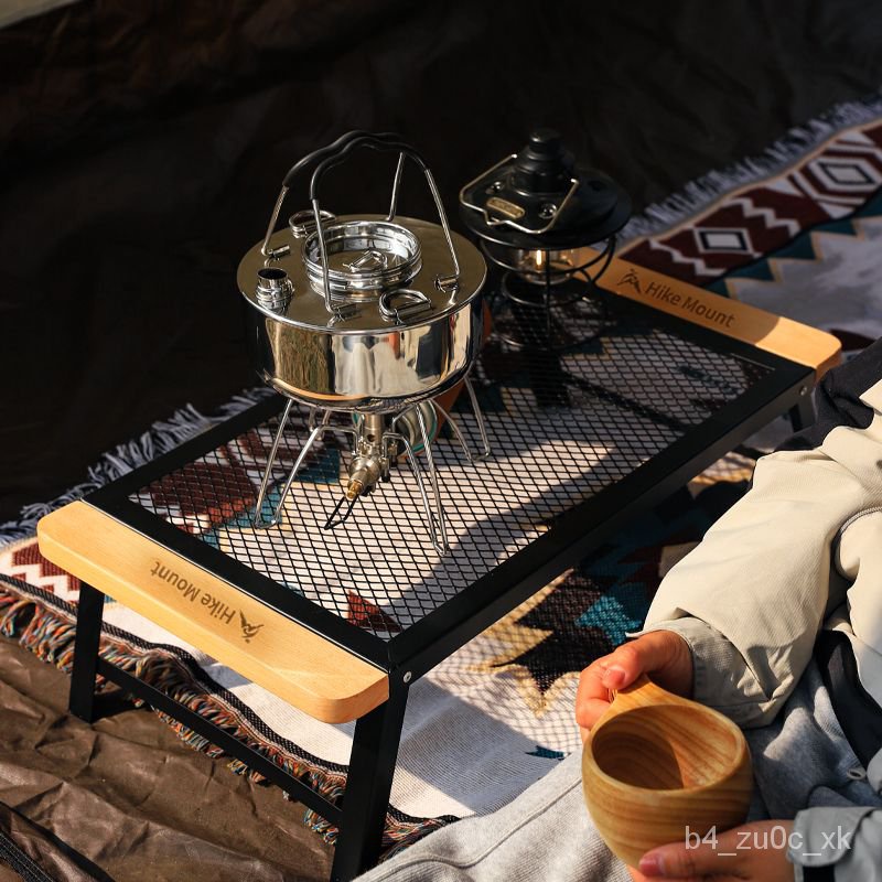 🌟熱銷🌟特價 戶外露營折疊桌腿便攜實木蛋捲鐵網野餐桌套裝旅遊簡約防燙網桌