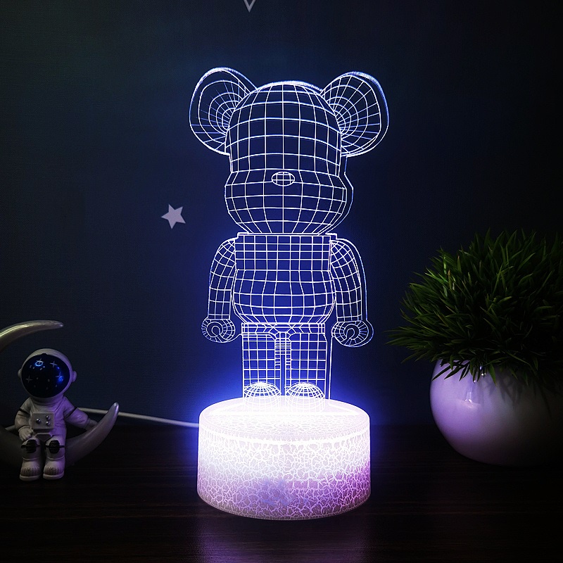 朋友ws暴力熊周潮流玩具ka邊擺件發光小夜燈臥室桌面照明裝飾燈送