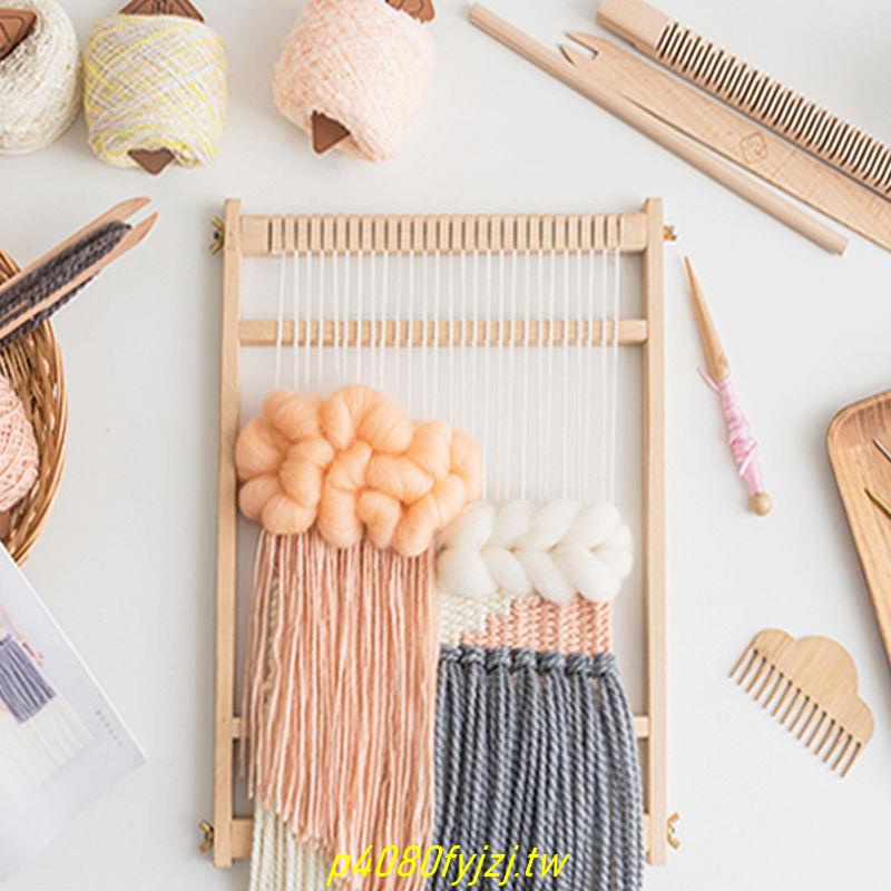 熱賣*精品優選兒童早教學織布機diy木質玩具女孩毛線紡織機手工制作掛毯編織