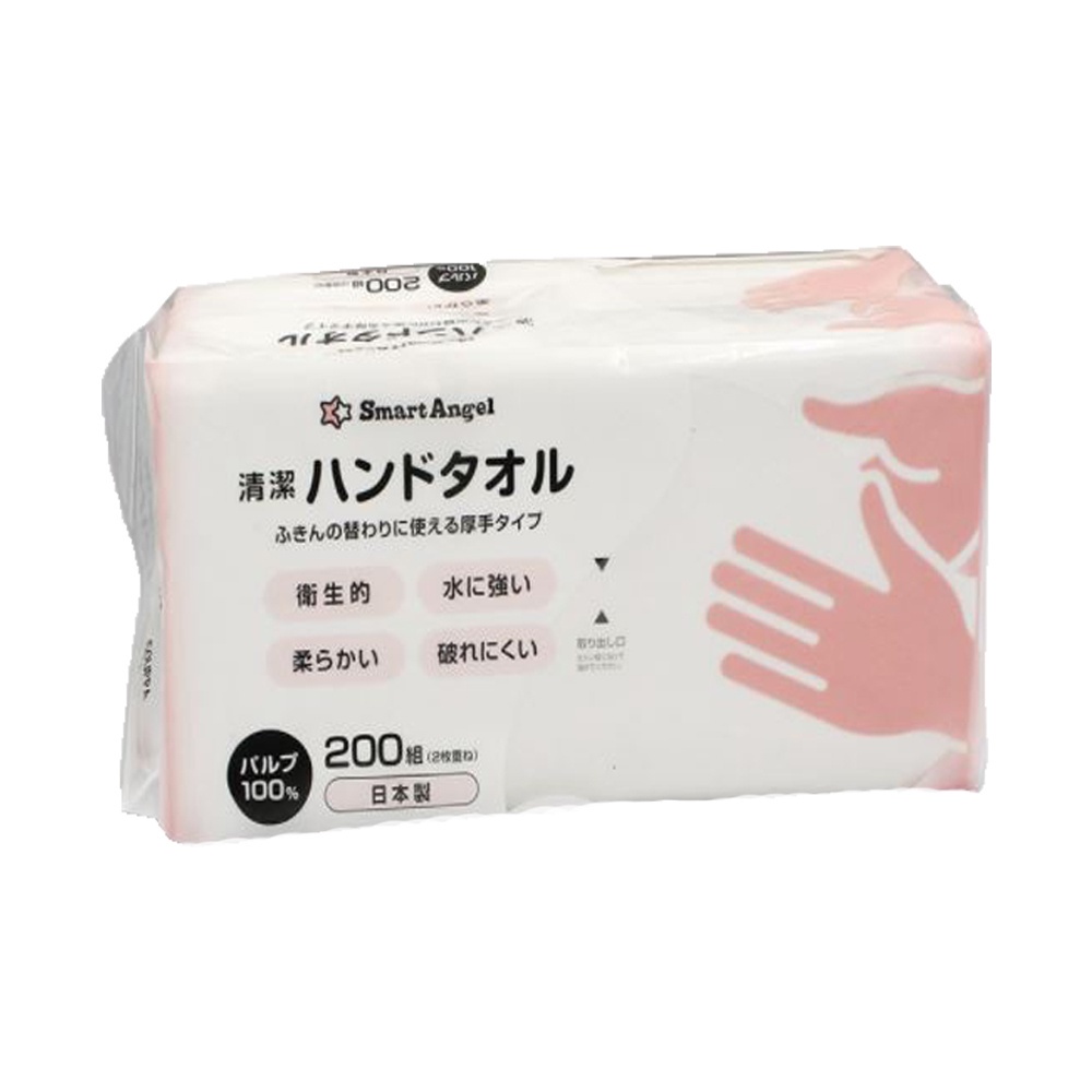 日本 Smart Angel 西松屋 日製純淨纖柔擦手紙巾 200抽【甜蜜家族】