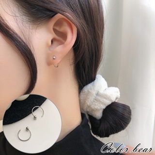 【卡樂熊】S925銀針簡約小圈設計感造型耳環
