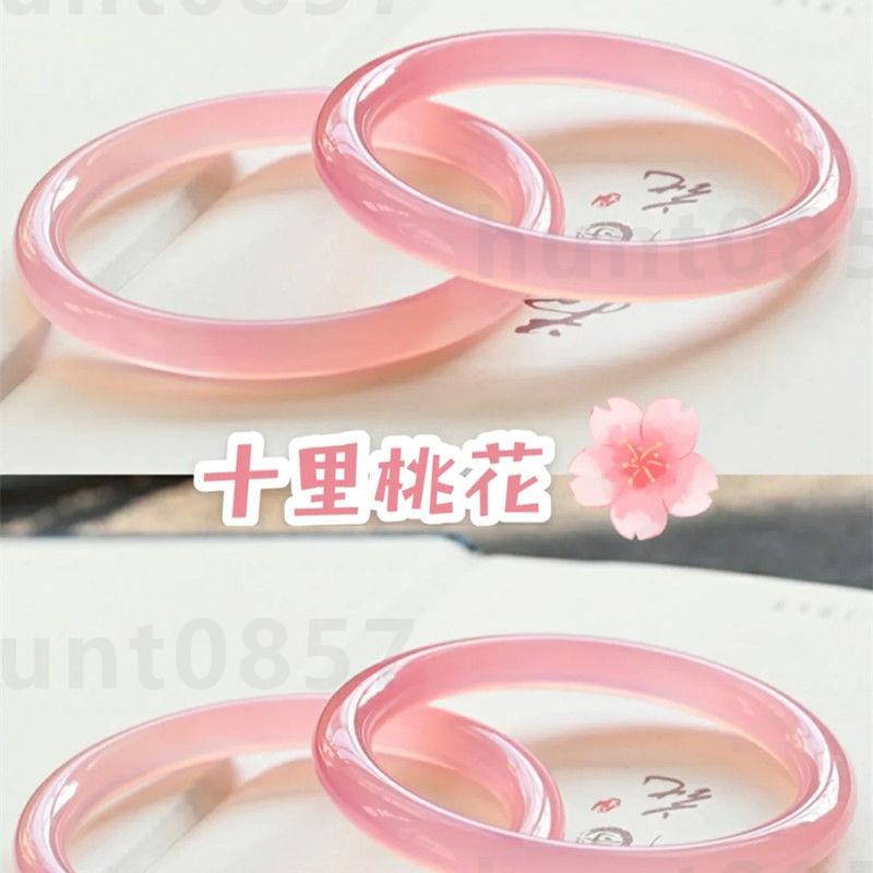 手環✨十里桃花 叮當鐲 一步一響 溫柔粉 手鐲 子鈴鐺鐲 琉璃手鐲漢 服配件 少女心萌閨蜜姐妹細款圓條 古風 禮物