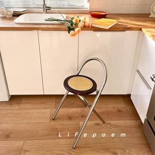 餐椅 餐桌椅 實木椅 Lifepoem法式傢用折疊椅韓國耐用侘寂風小戶型出租屋店餐椅網紅