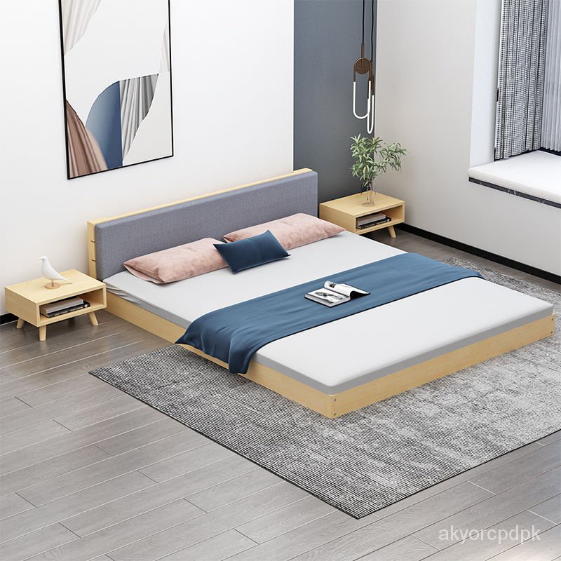 🔥廠傢直銷🔥榻榻米床現代簡約實木床床架出租房經濟型落地日式矮床雙人木闆床