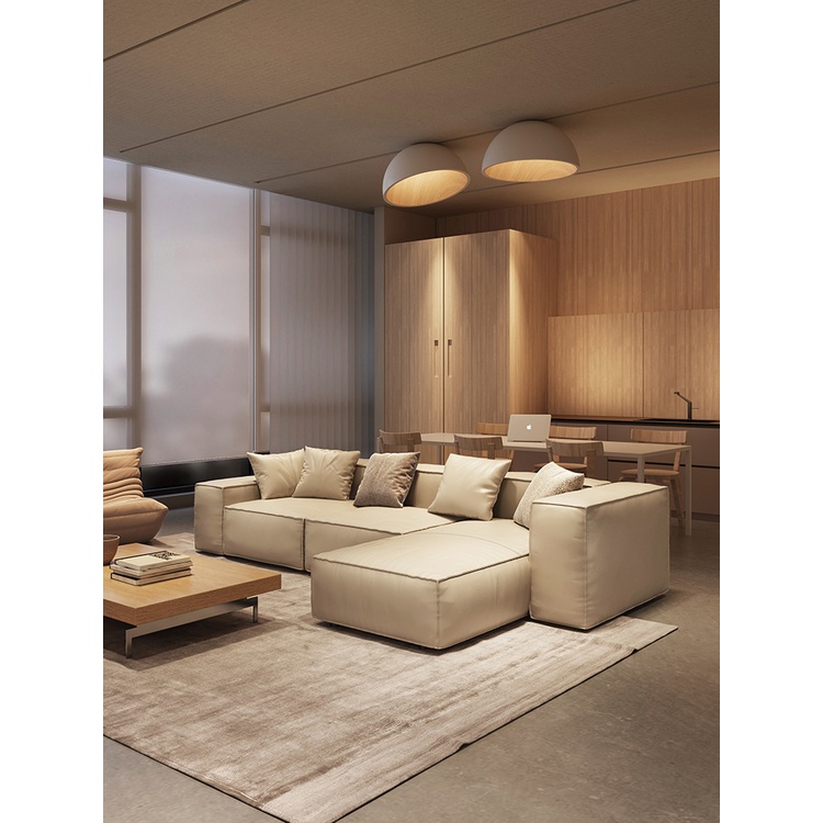 新品特惠 可開發票 意式真皮豆腐塊沙發小戶型客廳設計師日式極簡模塊沙發組合