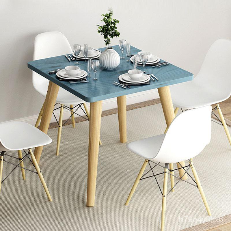 北歐風餐桌小戶型現代簡約正方形餐桌椅組閤客廳喫飯桌實木腿餐桌 GW8E