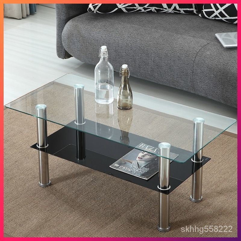 長方形  小茶桌  簡易 小戶型  雙層  迷你  現代經濟型  玻璃 鋼化玻璃  茶幾 小茶几 鋼化玻璃桌子
