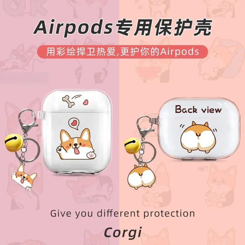A.C I 適用蘋果藍牙Airpods保護套pro硅膠透明保護軟殼可愛柯基保護套
