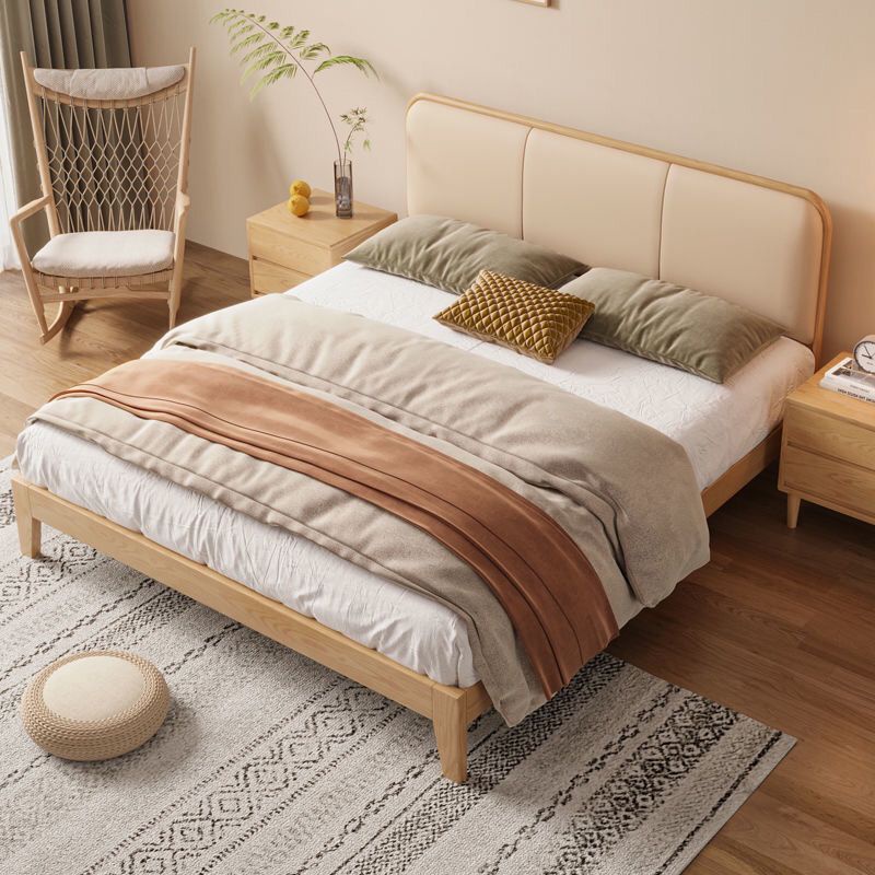 床 床架 雙人床 北歐現代簡約侘寂風白蠟木全實木床1.8米雙人主臥1.5米單人原木床