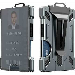 Transparent Design Men's Aluminum Alloy Slim RFID Blocker Ca