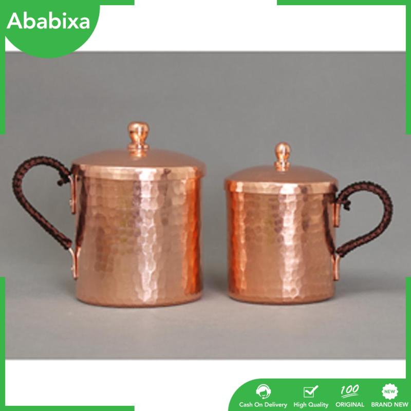 Hammered Copper Drinking Mug with Lid for coffee and tea Ice