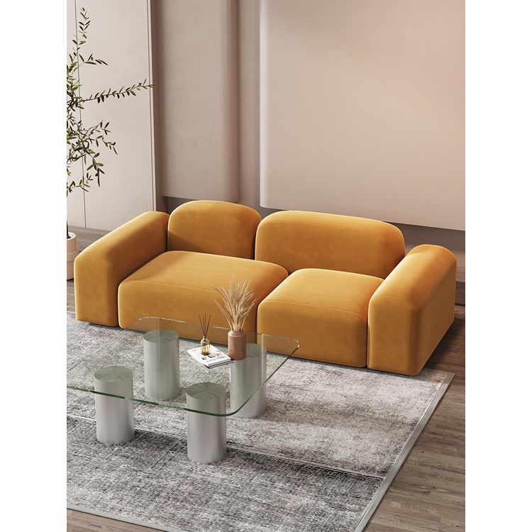 Ouniu丨北歐小戶型三人現代簡約客廳日式豆腐塊模塊組合輕奢雙人布藝沙發