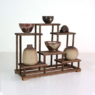 熱賣精品桌面博古架實木多寶閣茶具小架子中式展示架茶杯擺件置物架收納架米亞生活用品