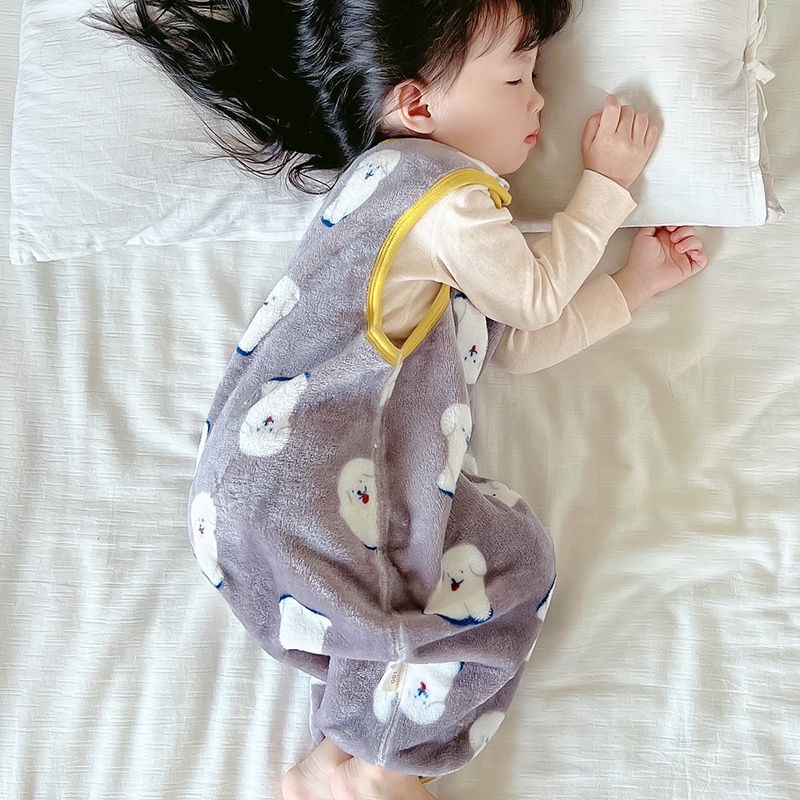 寶寶無袖背心式馬甲睡袋秋冬兒童法蘭絨分腿防踢被嬰兒珊瑚絨睡衣 鑫鑫