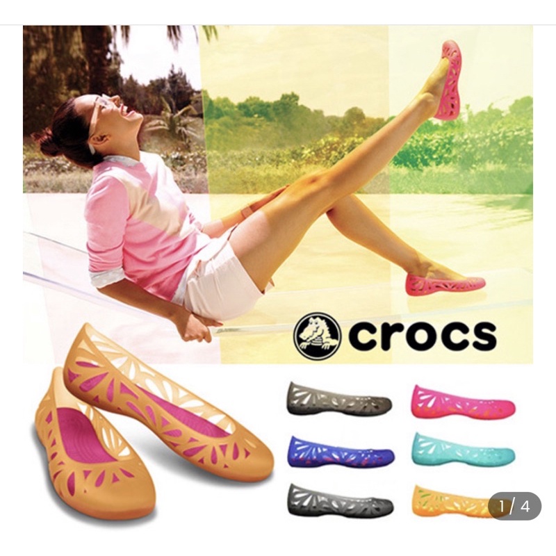 Crocs 女防水鞋 粉橘紅色 果凍鞋 雨鞋 防水鞋 卡駱馳 洞洞鞋 包鞋 膠鞋 Adrina 二手 W8