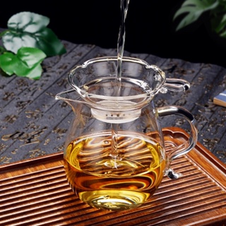 臺灣 76 玻璃 公道 杯 帶 茶漏 一體 套裝 高檔 茶具 功夫 茶 濾 加厚 分茶器 公杯