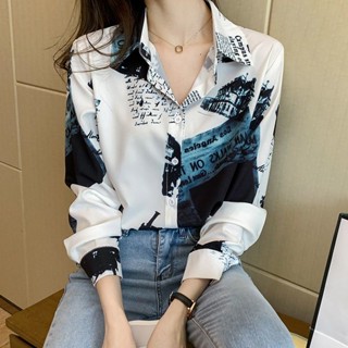 【Wik】長袖 襯衫 衣服女 上衣 女襯衫 薄 外套 春秋裝新款複古港味撞色洋氣長袖雪紡襯衫女設計感小眾花襯衣