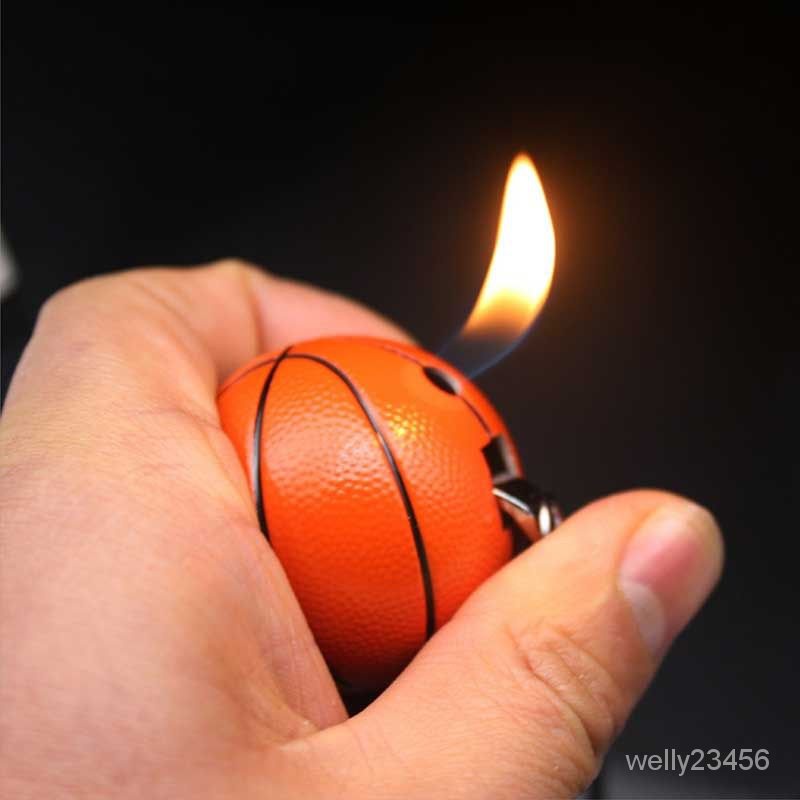 創意籃球足球寶馬打火機迷你明火充氣打火機個性鑰匙扣隨身掛件 HWTX