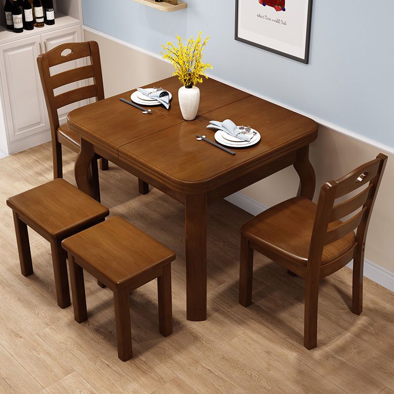餐桌 小戶型餐桌 飯桌 伸縮實木餐桌椅組閤現代簡約6人長方形飯桌可折疊餐桌傢用小戶型