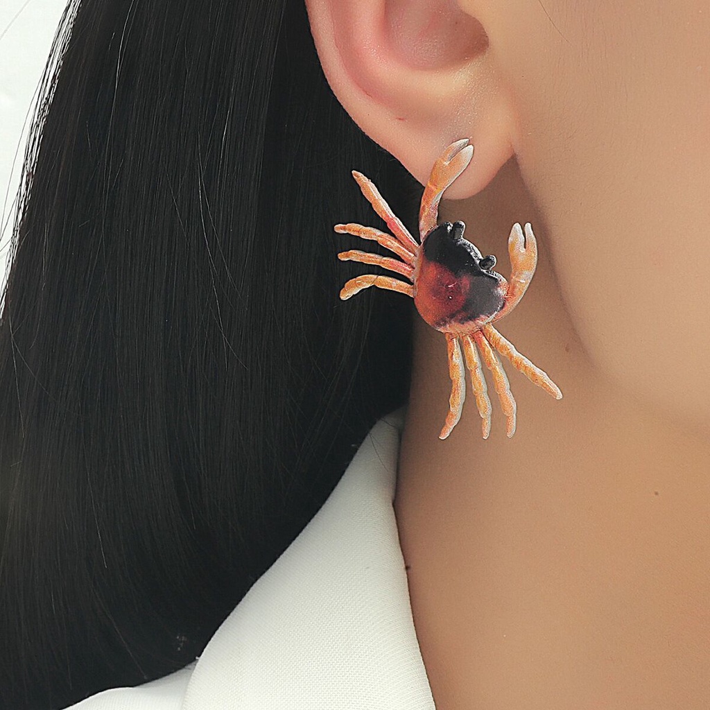 搞怪創意歐美新款個性螃蟹耳環韓版簡約可愛動物俏皮時尚耳飾女 小飾品✿barbie0823