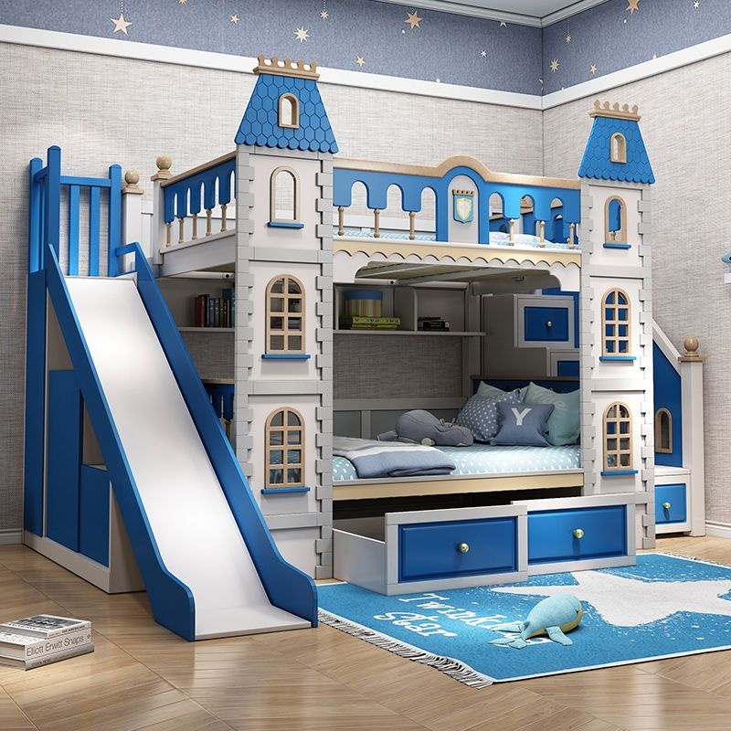 【特價優惠】全實木兩層兒童雙層床上下床上下鋪木床高低子母床公主城堡床滑梯