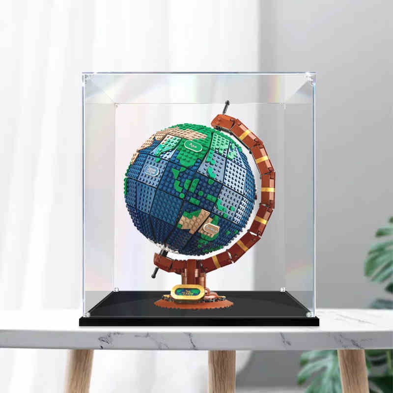 熱銷#適用樂高21332地球儀亞克力展示盒 透明玻璃盒子防塵罩手辦收納盒#台灣新百利