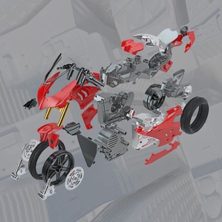 限時下殺 合金 機車模型 拚裝摩託車 模型 川崎H2R閤金DIY組裝1:12杜卡迪V4S模型 拼裝自行車模型 單車機車