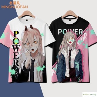 新款🔥電鋸人鏈鋸人周邊二次元短袖T恤半袖帕瓦power痛衣服寬松夏季大碼 大尺碼上衣t cos上衣t恤