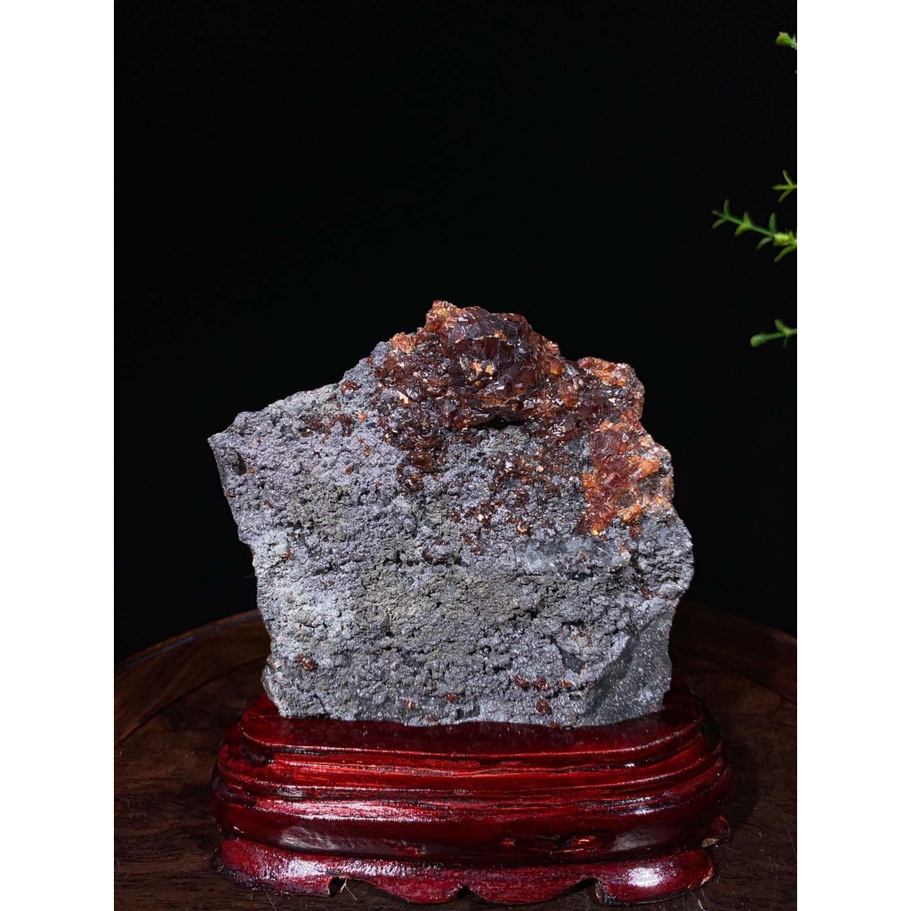 原石擺件 天然礦石 天然閃鋅礦擺件 與方鉛礦共生帶座高15×11.5×3cm 重0.8公斤 2000JP-939