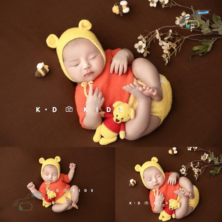 台灣-出貨- 桃園－新品衣服維尼小熊服裝卡通嬰兒新生兒滿月寶寶拍照道具z305 CEQV